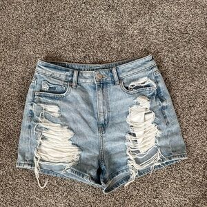 American Eagle Outfitters Light Blue Distressed Jean Shorts
